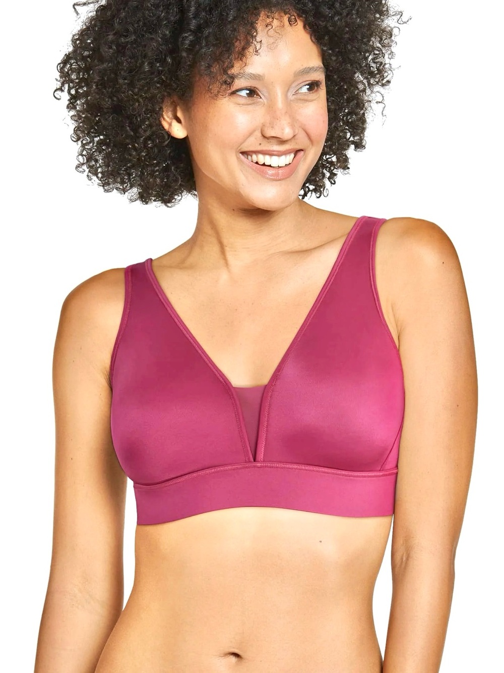 Jockey Women's Forever Fit V-Neck Unlined Bra in Mulberry Pink size 3XL